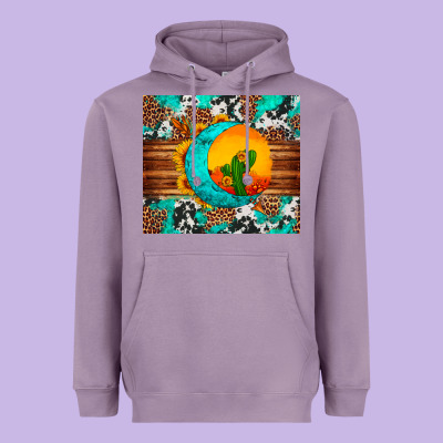 Sunflower Desert Cactus Turquoise Crescent Heavyweight Hoodie Designed By Artiststas