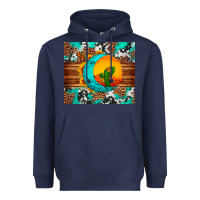Navy sunflower desert cactus turquoise crescent Heavyweight Hoodie - Artiststas