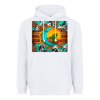 White sunflower desert cactus turquoise crescent Heavyweight Hoodie - Artiststas