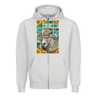 Dove Grey Western Lincoln Sheep Zipper Hoodie - LillyAllenDesigns