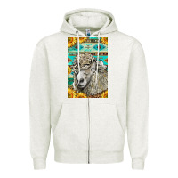 Oatmeal Heather Western Lincoln Sheep Zipper Hoodie - LillyAllenDesigns