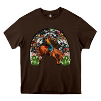 Chocolate Brown rodeo cowboy rainbow Heavy Core Tee - JahusDesignShop