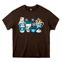 Chocolate Brown Winter Coffee Cups Heavy Core Tee - Artiststas