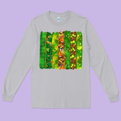St. Patrick's Day Brushstrokes Long Sleeve Tee Designed By Howdyjamesfarm