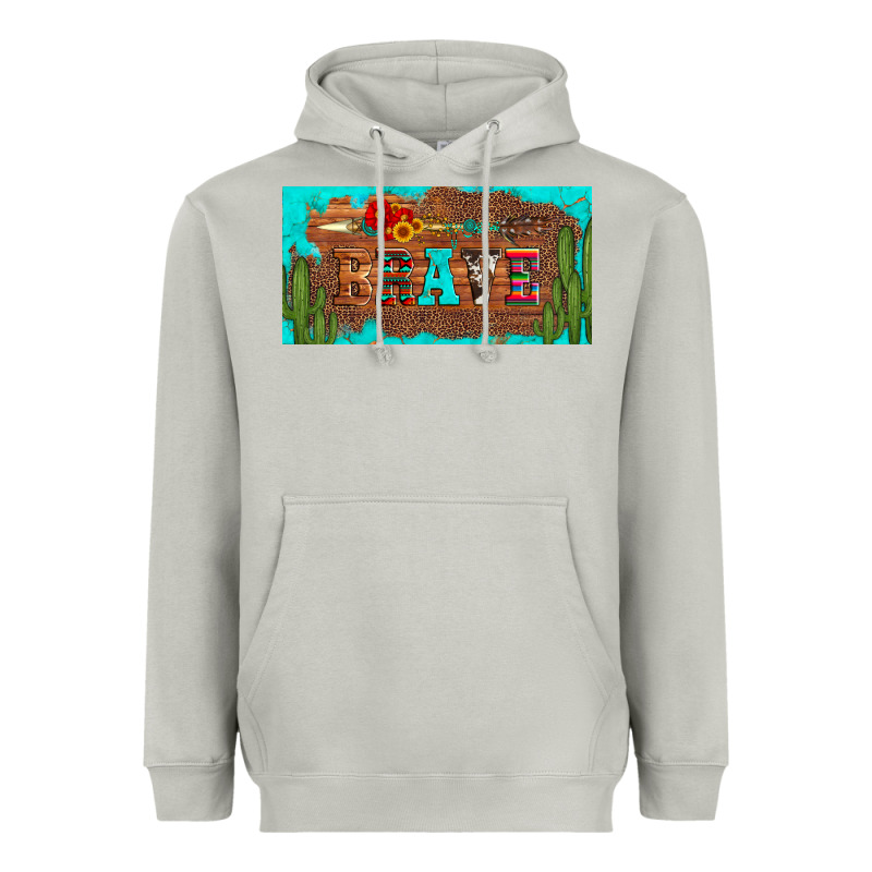 Brave Turquoise Leopard Cactus And Floral Arrow Licanse Plate Heavyweight Hoodie by Artiststas | Teevron