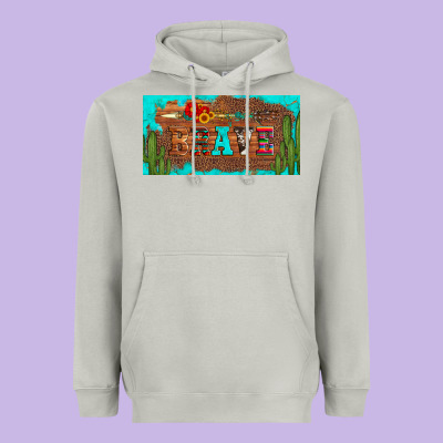Brave Turquoise Leopard Cactus And Floral Arrow Licanse Plate Heavyweight Hoodie Designed By Artiststas