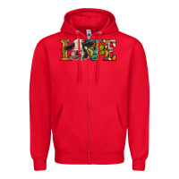 Red Western Love Holstein Cow Zipper Hoodie - LillyAllenDesigns