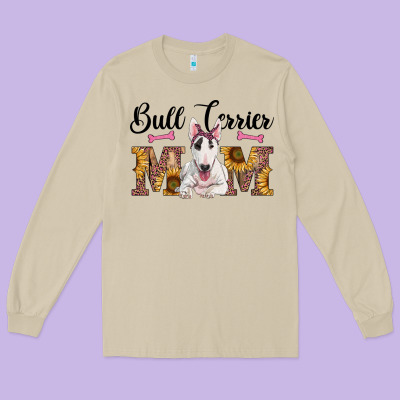 Western Bull Terrier Mom Long Sleeve Tee Designed By Ranaportraitstore