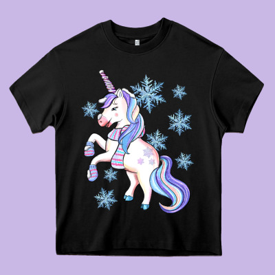 Winter Unicorn Heavy Core Tee Designed By Artiststas