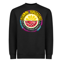 Black Hello Summer Heavyweight Sweatshirt - CowhideDigitalArt