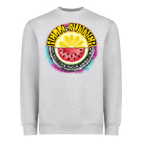 Heather Grey Hello Summer Heavyweight Sweatshirt - CowhideDigitalArt