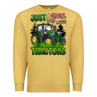 Antique Gold just a girl who loves tractors Premium Sweatshirt - BarkalooDesign