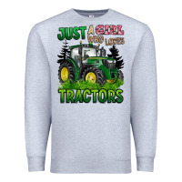 Heather Grey just a girl who loves tractors Premium Sweatshirt - BarkalooDesign