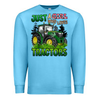 Ocean Blue just a girl who loves tractors Premium Sweatshirt - BarkalooDesign