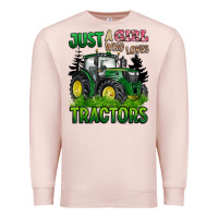 Pale Pink just a girl who loves tractors Premium Sweatshirt - BarkalooDesign
