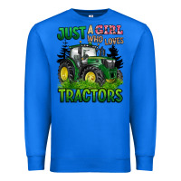 True Royal just a girl who loves tractors Premium Sweatshirt - BarkalooDesign