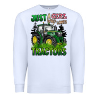 White just a girl who loves tractors Premium Sweatshirt - BarkalooDesign