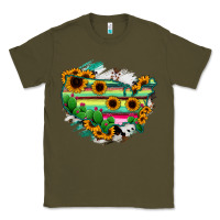 Army Green America Map Sunflower Cactus Serape Classic Tee - RanaPortraitStore