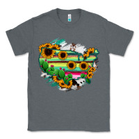 Charcoal Heather America Map Sunflower Cactus Serape Classic Tee - RanaPortraitStore