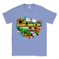 Colony Blue America Map Sunflower Cactus Serape Classic Tee - RanaPortraitStore