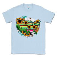 Dusty Blue America Map Sunflower Cactus Serape Classic Tee - RanaPortraitStore