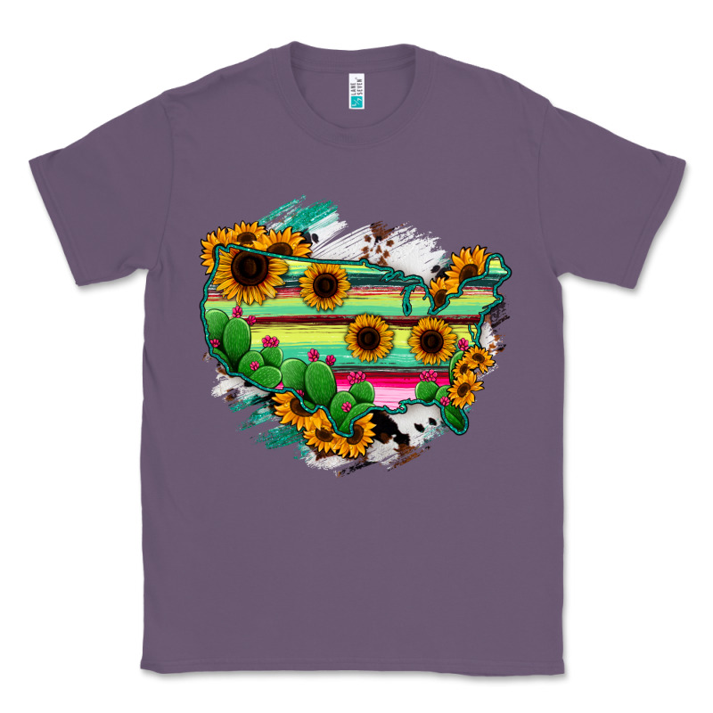 America Map Sunflower Cactus Serape Classic Tee by RanaPortraitStore | Teevron