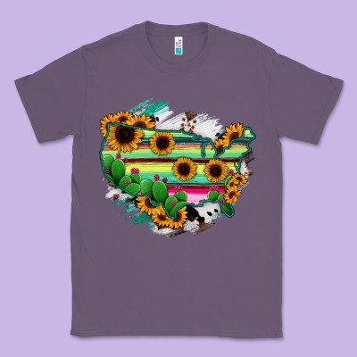 America Map Sunflower Cactus Serape Classic Tee Designed By Ranaportraitstore