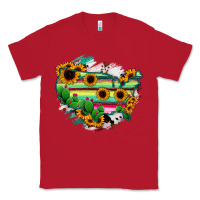 Red America Map Sunflower Cactus Serape Classic Tee - RanaPortraitStore