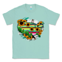 Seafoam America Map Sunflower Cactus Serape Classic Tee - RanaPortraitStore