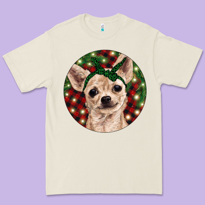 Christmas Chihuahua With Buffalo Plaid Premium Tee Designed By Ranaportraitstore