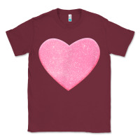 Burgundy Valentines Pink Heart Classic Tee - FloraArt