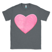 Charcoal Heather Valentines Pink Heart Classic Tee - FloraArt