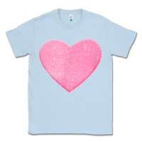 Dusty Blue Valentines Pink Heart Classic Tee - FloraArt
