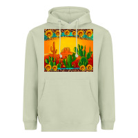 Matcha desert sunset with cactus sunflowers and leopard Heavyweight Hoodie - Artiststas