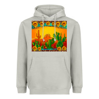 Moon Dust desert sunset with cactus sunflowers and leopard Heavyweight Hoodie - Artiststas