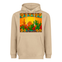 Mushroom desert sunset with cactus sunflowers and leopard Heavyweight Hoodie - Artiststas