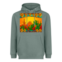 Sage desert sunset with cactus sunflowers and leopard Heavyweight Hoodie - Artiststas