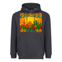 Smoke desert sunset with cactus sunflowers and leopard Heavyweight Hoodie - Artiststas