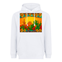 White desert sunset with cactus sunflowers and leopard Heavyweight Hoodie - Artiststas