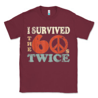 Burgundy I Survived The Sixties 60s Twice Classic Tee - FloraArt