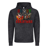 Vintage Black howdy christmas with santa riding his sleighs Vintage Hoodie - CowGirlArtShop