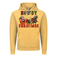 Vintage Mustard howdy christmas with santa riding his sleighs Vintage Hoodie - CowGirlArtShop