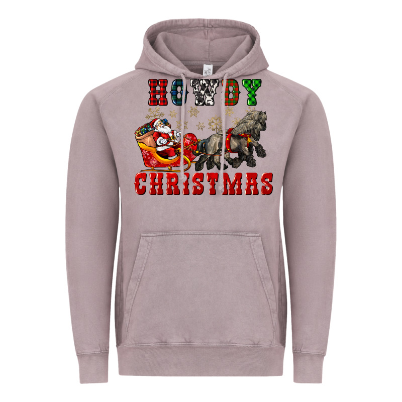 Howdy Christmas With Santa Riding His Sleighs Vintage Hoodie by CowGirlArtShop | Teevron