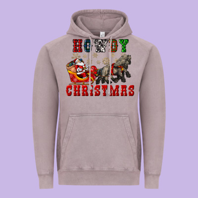 Howdy Christmas With Santa Riding His Sleighs Vintage Hoodie Designed By Cowgirlartshop