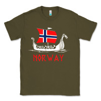 Army Green boat norwegian flag norway viking ship norway Classic Tee - FloraArt