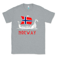 Heather Grey boat norwegian flag norway viking ship norway Classic Tee - FloraArt