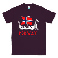 Plum boat norwegian flag norway viking ship norway Classic Tee - FloraArt