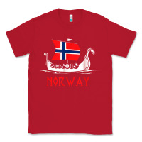 Red boat norwegian flag norway viking ship norway Classic Tee - FloraArt