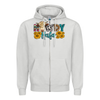 Dove Grey Western Howdy Heifer With Simmental Cow Zipper Hoodie - LillyAllenDesigns
