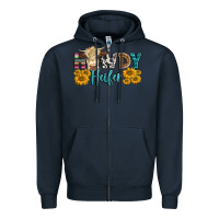 Navy Western Howdy Heifer With Simmental Cow Zipper Hoodie - LillyAllenDesigns